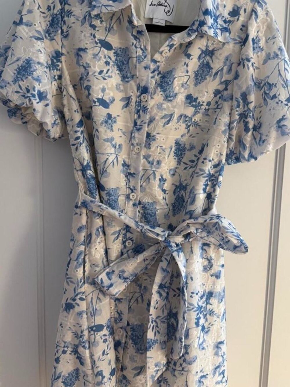 Sam Edelman Women's Blue and White Floral Button Up Dress